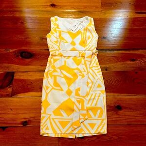 White and Yellow midi Sleeveless Dress